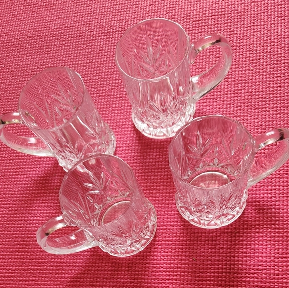 Vintage Cristal D'Arques France Durand Fontenay Diamond Cut Crystal Mugs…🌞 - Picture 1 of 7